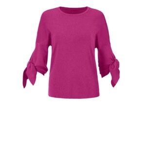 CAbi Pink Blouse with Tie Front and 3/4 Sleeves